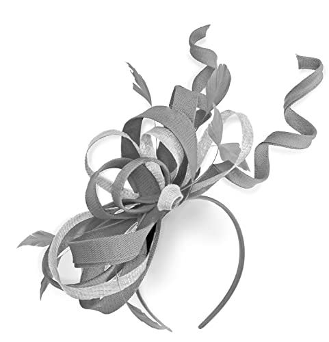Chapeau bibi en sinamay gris argenté et blanc Caprilite pour femme