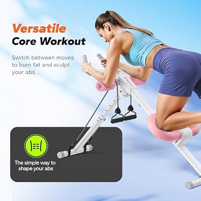 MERACH Ab Machine, Ab Workout Equipment, Adjustable Ab Trainer Machine for Abs Workout at Home Gym, Foldable, Knee Protection, Abdominal Trainer for Stomach Workout