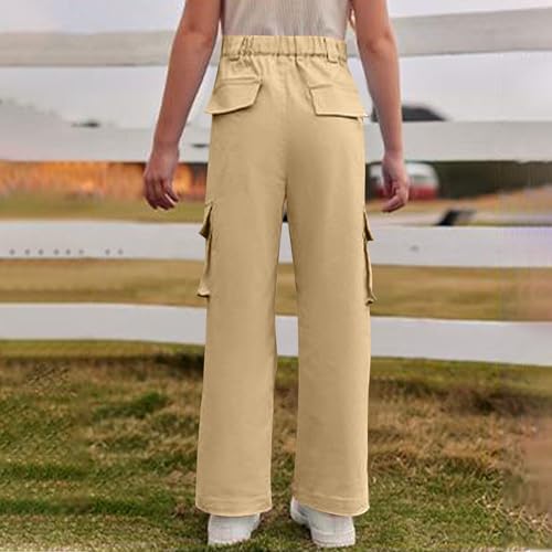 Teen Girls Baggy Parachute Pants Straight High Waist Wide Leg Cargo Trousers Kids Thin Fall Hiking Pants with Pockets3