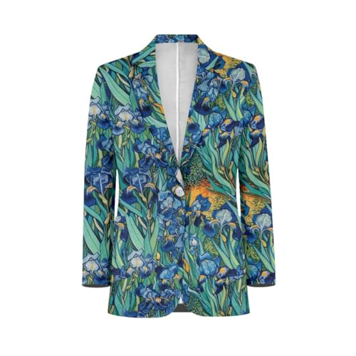 GLUDEAR Men's Casual Suit Blazer Jackets Paint Starry Night Print Slim Fit One Button Coats Blazers3