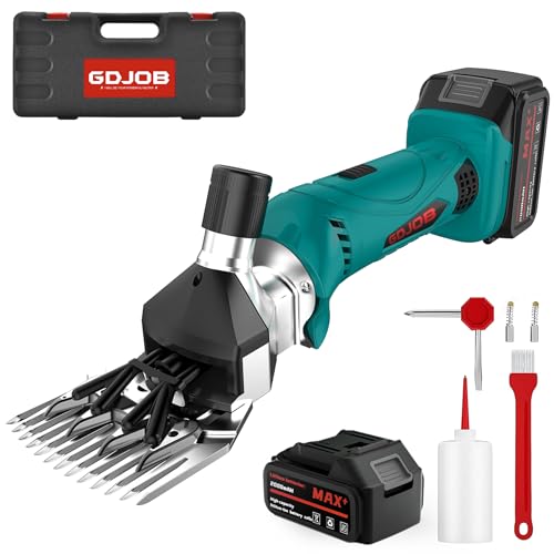 Cordless Sheep Shears Pro Professional Livestock Sheep Shears Grooming Tolls for Shaving Fur Wool in Sheep Goats Cattle Farm Livestock Pet Animal Hair Clipper(Blue)
