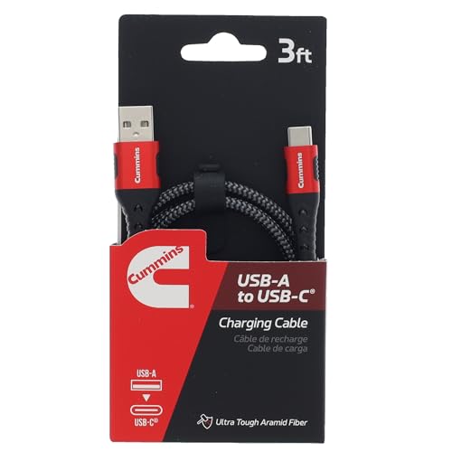 Cummins 3ft USB-A to USB-C Charging Cable, Compatible with iPhone and Samsung, Premium Braided Aramid Fiber, Ultra-Durable image 3