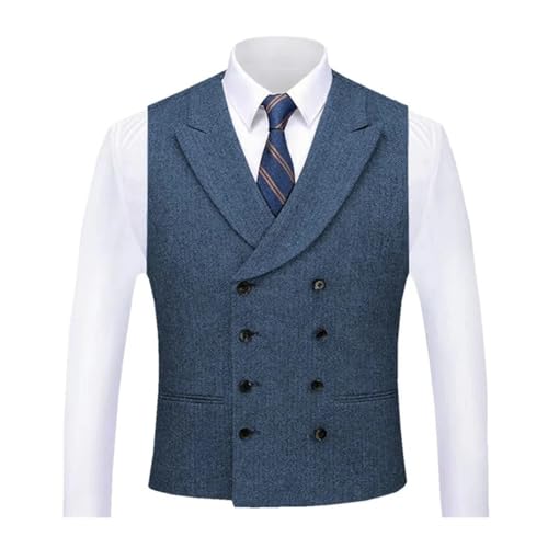 Men's Vest Double Breasted Lapel Business Birthday Wedding Banquet Work Suit Vest