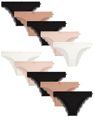 Jessica Simpson Women's Underwear - 10 Pack Seamless Bikini Briefs (S-XL)