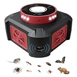 360°Ultraschall Mäuseabwehr Gegen Ratten, Mäuse Vertreiben mit 12 LED Light