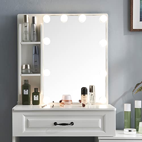 White Vanity Desk With Mirror And Lights, Makeup Girls Vanity With Drawers And Stool, Vanity Set Bedroom Set For Women #TOP7