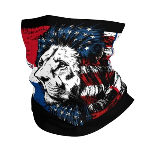 Calentador De Cuello Bandera De La República Dominicana Y Estados Unidos Combinan León Cuello Bufanda Secado Rápido Sombreros Protección UV Pasamontañas para Pesca Mujer Yoga