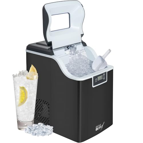 Deco Chef 33LB Per Day Countertop Ice Maker, 1-Click Automatic Operation, Self-Cleaning, Chewable Soft Nugget Ice, Red Stainless
