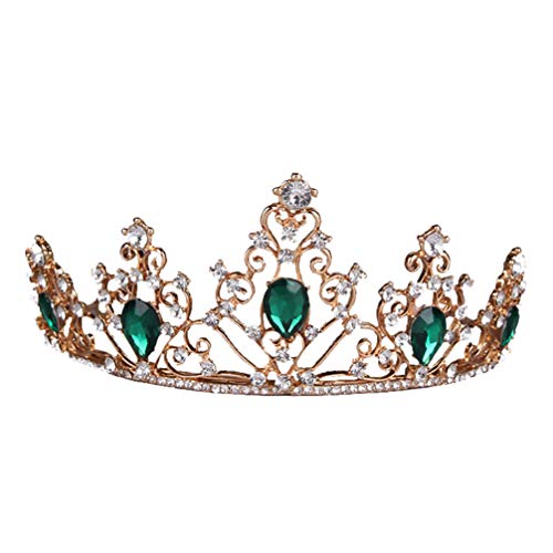Lurrose 1pc Bridal Crystal Tiara Vintage Tiara and Crown Hair Accessories for Wedding Party, Green