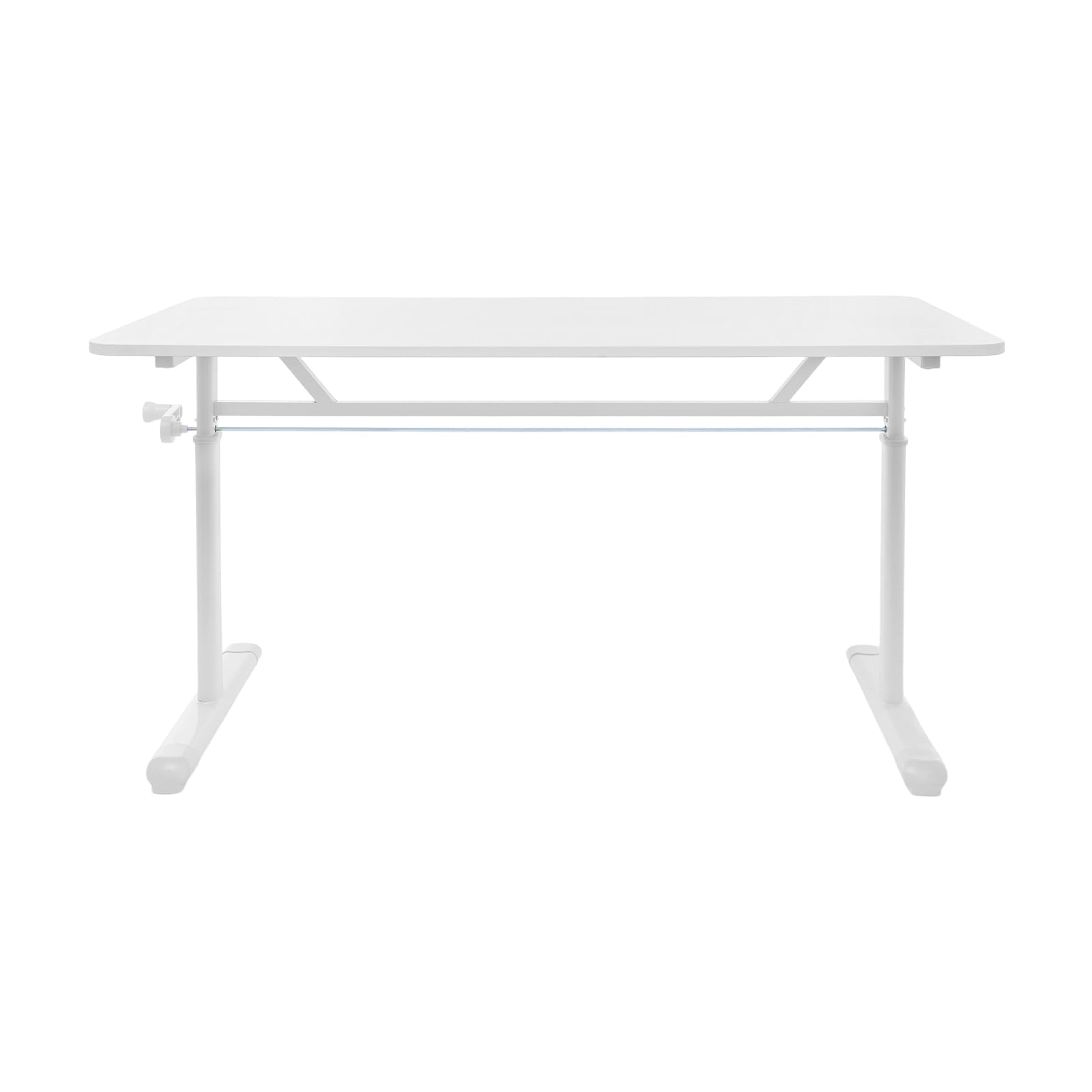 Scrivania regolabile in altezza, scrivania 120 x 60 cm, piano 1,5 cm, spessore tavolo da ufficio, 65 – 90 cm, altezza con struttura in ferro per ufficio, casa, ufficio (bianco)