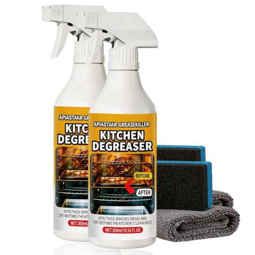 300ml/10.56fl.oz Apiastar Greasekiller Spray Apiastar Grease Killer for Grill Greasekiller Spray Grill Cleaner Heavy Duty Degreaser Multi-Use for Grills Oven Air Fryer Home & Commercial Kitchen (2PCS)