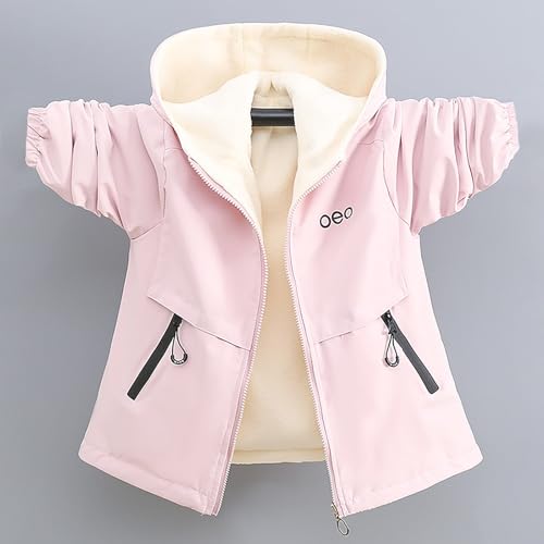 Kids Rain Jackets Waterproof with Hood Full Zip Warm Fleece Lined Jackets Casual Outerwear Waterproof Raincoat3