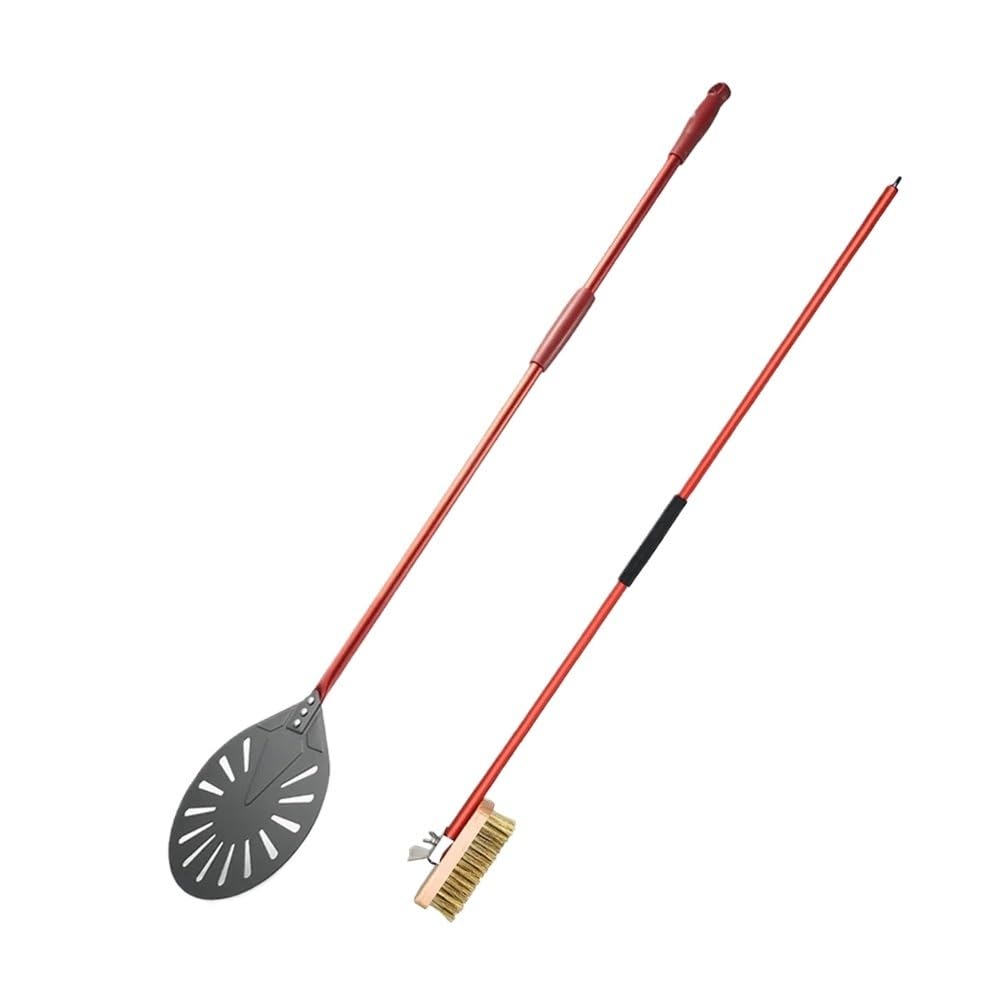 WANGSHAOWEI Pizza ​Paddle 9 Inch Hard Anodized Pizza Turning Peel Perforated Pizzas Handle Shovel(9 inch Brush Set)