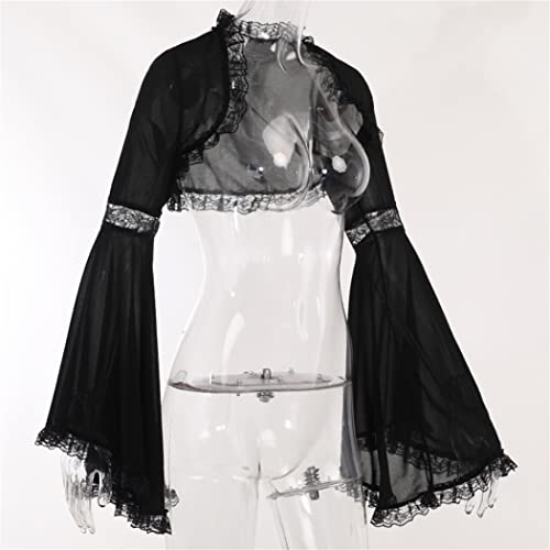 Image of Bolero Shrug Top Trad Goth Black Shawls and Wraps for Evening Dresses Short Cardigan