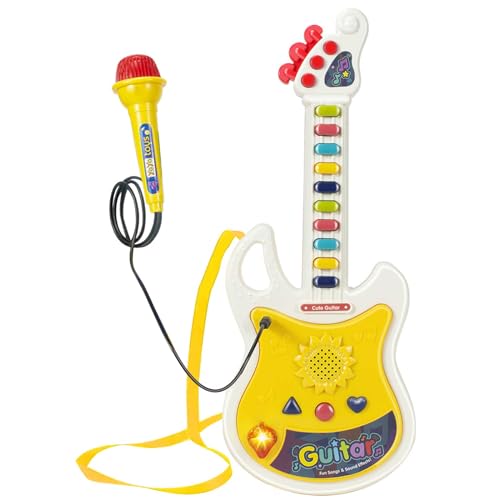 Toddler Guitar, Musical Instruments Toys for Toddlers 1-3, Kids Electric Guitar with Microphone & Piano Set- Montessori Karaoke Music Toys for 3 4 5 6 Year Old Boys Girls Pretend Play Gifts