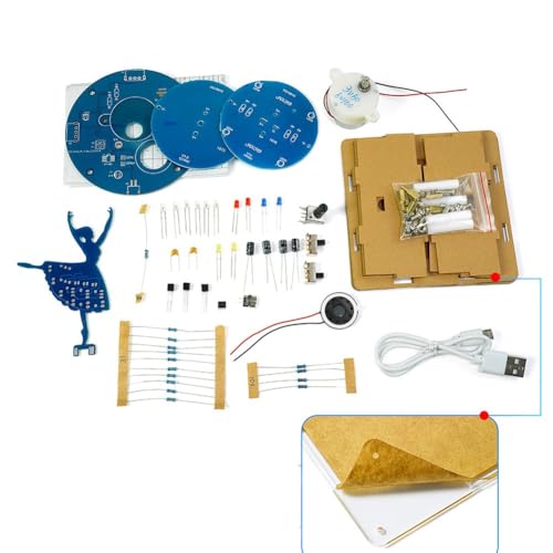 Lapiglo Kit de soldadura de bricolaje: caja de música de bailarina giratoria, placa de circuito para principiantes, alimentada por USB, 145 x 103 x 42,8 mm, azul