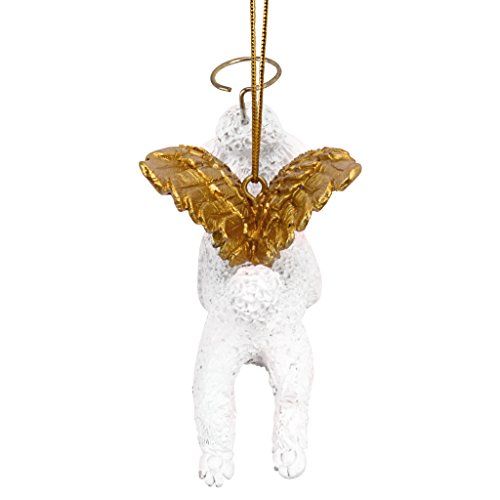 Design Toscano Christmas Tree Ornaments, Honor The Pooch White Poodle Holiday Angel Dog Ornaments - Image 4
