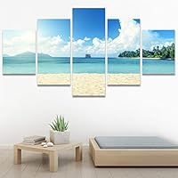 SIGNWIN 5 Panel Canvas Wall Art Modern Art Beach Coastal Expressive Global Multicolor Photography for Home Decorations Ready to Hang - 60