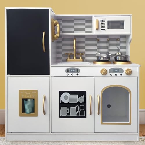 Kids House Cocina Urban White Kitchen: Encantadora Cocina de Juguete de Madera para Niños con Accesorios, Fomenta la Creatividad y el Aprendizaje a Través del Juego Imaginativo