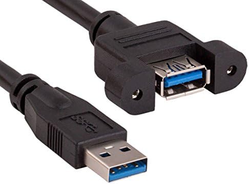 Cable Leader 1ft USB 3.0 Panel-Mount Type A Male to Type A Female Cable