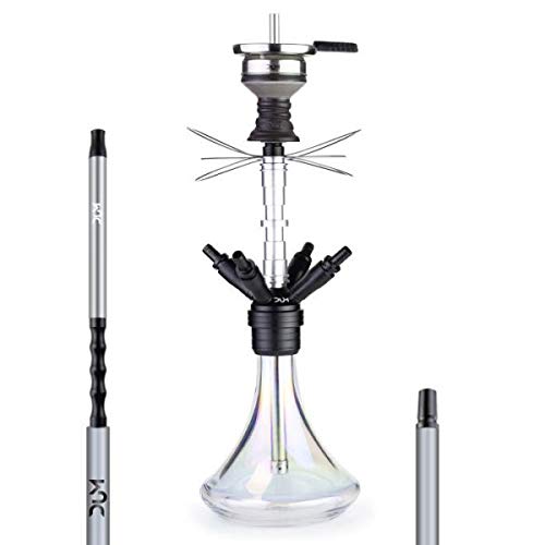 DUM Shisha Wasserpfeife Magnum 2.0 Medium Silver inklusive Zubehör