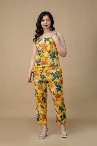 Image of Rayon Floral Printed Cord Set for Women|Western Dress|Three Piece Dress for Women|Round Neck|