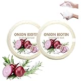 Onion Biotin Shampoo Bar, Shampoing Solide à l'oignon et au Romarin, Shampoing Onion et Conditionneur, Nettoyer En Profondeur Et Hydrater Tous Les Types De Cheveux (2 pc, 1)