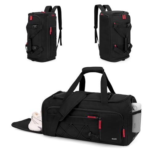 CLUCI Gym Bag for Men & Women, 35L Sports Duffle Bag for Travel,4 in 1 Weekender Bag,Overnight Backpack with Shoe Compartment,Carry on Duffel Bag for Airplane