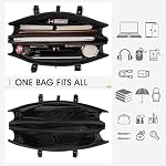 Laptop Bag for Women 15.6 Inch Leather Laptop Tote Bag Waterproof Work Shoulder Bag Lightweight Computer Tote Bag Professional Women Business Office Bag Large Travel Handbag Black
