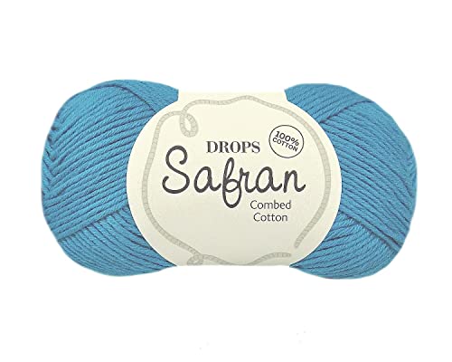 100% Egyptian Cotton Yarn For Knitting And Crocheting, Drops Safran, Sport Weight, 2 - Fine, 5 Ply, 1.8 Oz 175 Yards (30 Turquoise) #TOP8