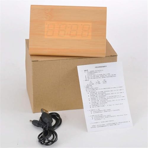 Reloj de escritorio en madera ecológica con pantalla LED y sensor acústico 5