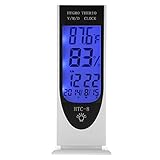 Équipement d'essai électronique CTJ HTC 8 Lumineux LCD LED lumière de Nuit Thermomètre Rétro éclairage hygromètre hygromètre, avec Alarme/Date/Horloge/Calendrier