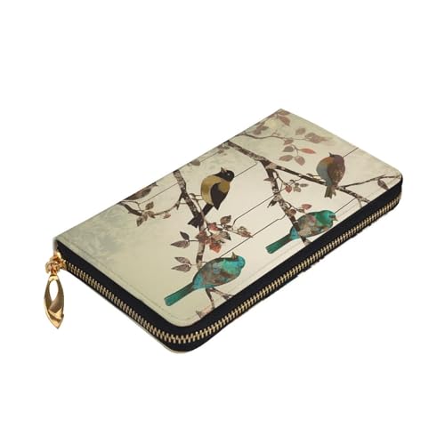 Women's Wallet Clutch Large Capacity Long Wallet Birds on Branches Leather Ladies Card Phone Holder Travel Purse3