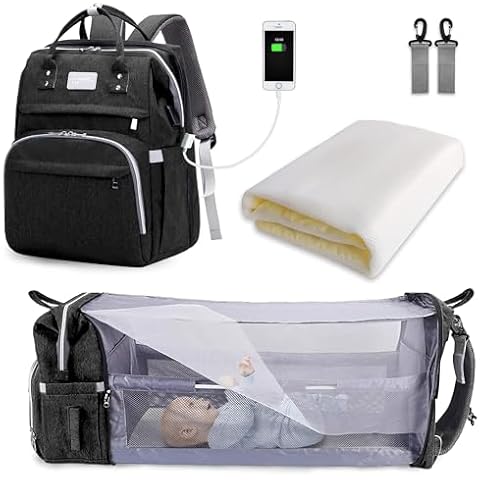 SNDMOR Baby Changing Bag with Crib Cover