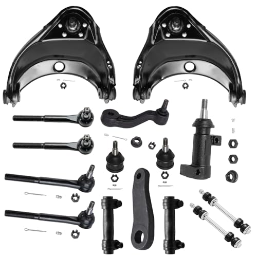 Image of Detroit Axle - 17pc Front End Kit for Chevy Express GMC Savana 1500 2500 3500 Upper Control Arms w /Ball Joints Lower Ball Joints Inner & Outer Tie Rods Sway Bars Idle Arms Pitman Arm Replacement