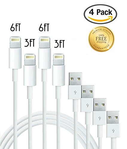 Direct(TM) 2Pack 3ft & 2Pack 6ft iPhone Lightning Cable Charging Cord USB Cable for iPhone 6s,6s+,6plus,6 iPhone 5,5c,5s,iPad Mini,Mini2.iPad 5,iPod 7(White)