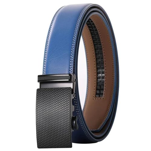 Men's Ratchet Genuine Leather Belt Cowhide Jeans Blue Automatic Alloy Buckle Casual Belt2
