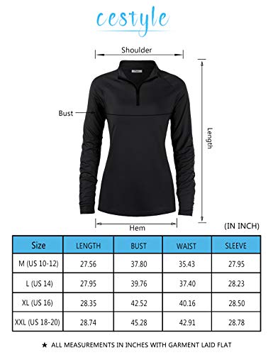 Cestyle Dry Fit Shirts for Women Long Sleeve, Ladies Blouse with Sun Protective Workout Tops Zipper Neck Fishing Running Pullover Yoga Quick Drying Clothes Bright Blue Medium