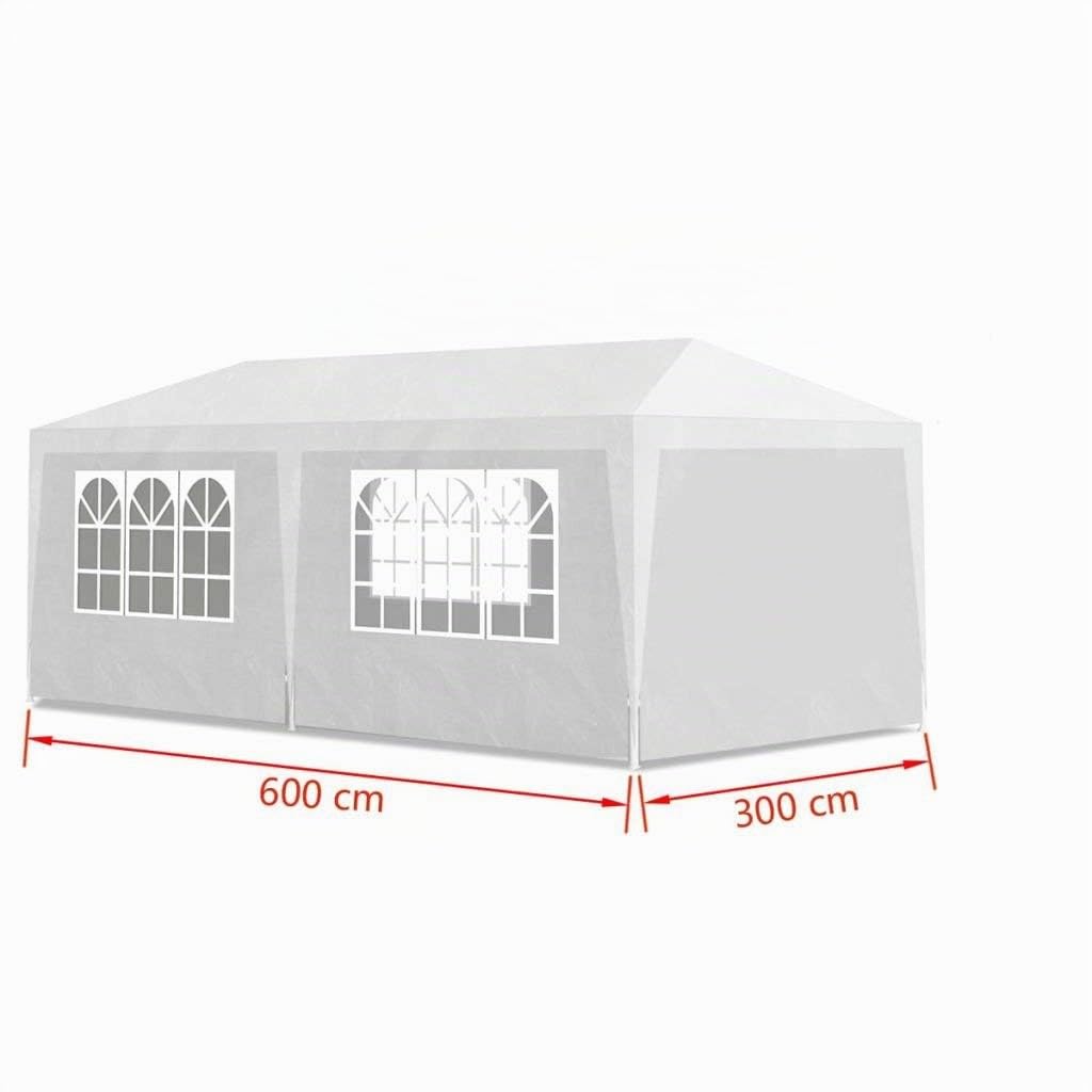FRANKYSTAR® Acara 3x6 - Tenda/Gazebo Finestrato per Feste Bianco Tendone Impermeabile per Fiere, Eventi e Mercati (3x6 M)