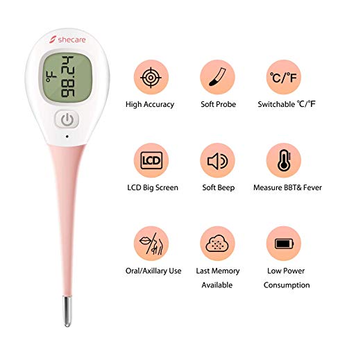 Shecare Digital Basal Body Thermometer For Ovulation ,Fertility Bbt Thermometer High Precision Oral Thermometer ,Accurate 1/100Th Degree Works With Shecare App Basal Thermometer Basic Thermometer #TOP1