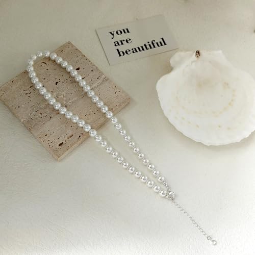 Image of Zeffy Pearl Necklace 4MM /6MM /8MM Dainty Round Imitation Pearl Choker Necklace Wedding Pearl Necklace Delicate Jewelry for Women Simple Bridesmaid Jewelry Gifts