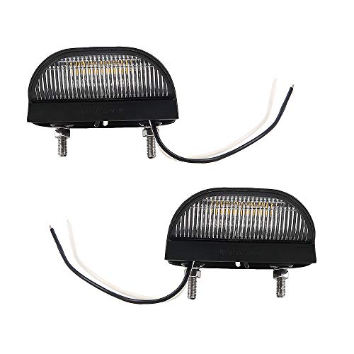Hawkeye 2 piezas LED Luces de Matrícula Trasera Placa de Matrícula Lámparas Blanco Universal para el Camión Remolque Camión Coche (negro, 2pcs)