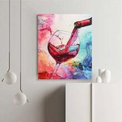 Peintures à l'aquarelle verre à vin sur toile : ravivez une cuisine sombre avec de l'art mural