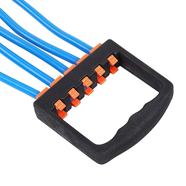 Chest Expander, Arm Exercise Equipment Resistance Chest Expander with 5 Rubber Ropes Chest Exerciser for Men for Pilates Push Ups Full Body Home Gym Workout Band