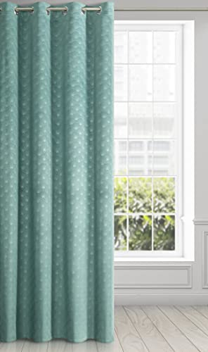 Eurofirany Velvet Curtain with Geometric Fan Pattern and Eyelets