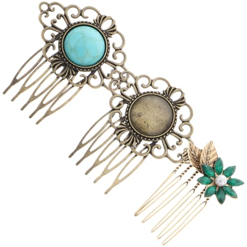 TINEASUR Peinetas Vintage para Boda Incrustaciones de Cristal, Diseño Retro en Aleación, Pack de 3 Piezas Decorativas para Novia y Fiesta Elegante