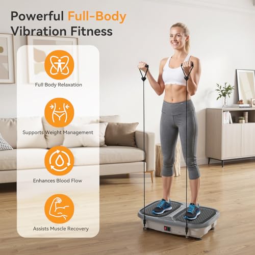 Image of NEWBULIG Vibration Plate, Whole Body Workout, Vibrating Platform with LED Touch Screen & Pull Ropes for Weight Loss & Muscle Toning