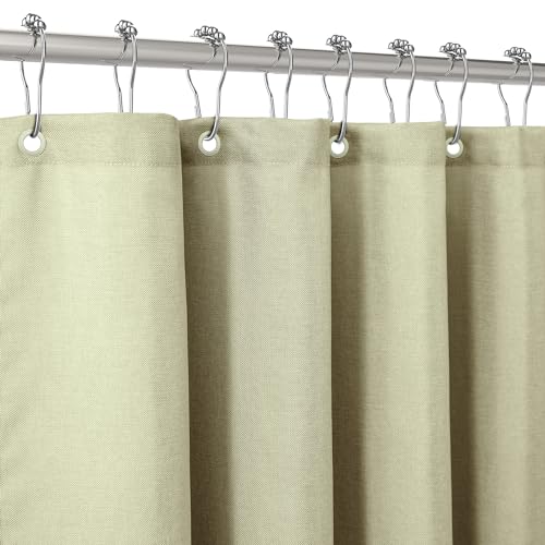 VANZAVANZU Waterproof Narrow Shower Curtain 92x182cm for Small Bathroom with Metal Hooks Linen Fabric Shower Curtain Heavy Duty Bath Curtain for Wet Room Bathtub Shower Stall