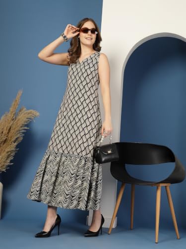 Image of Daevish New Rayon Floral Printed Flared Maxi Dress for Women | Women Maxi Dress