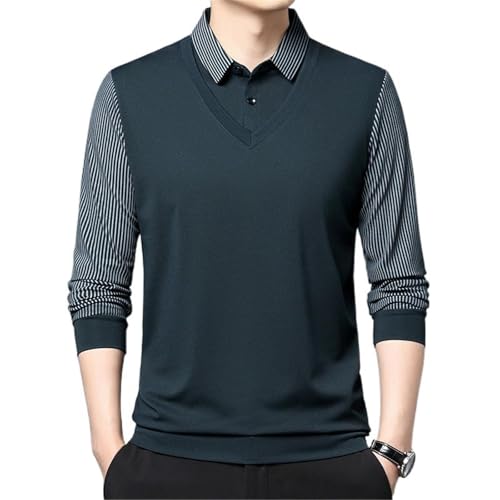 Chemise faux 2 pièces manches longues homme col revers haut casual automne